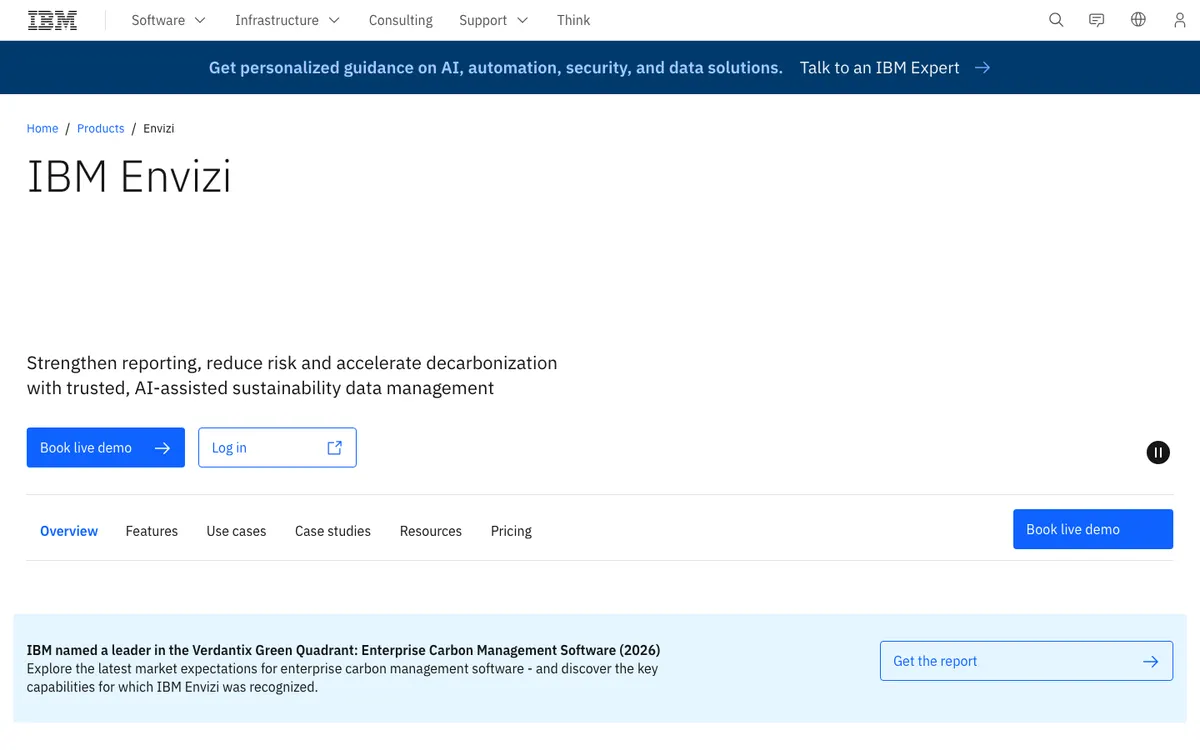 IBM Envizi homepage