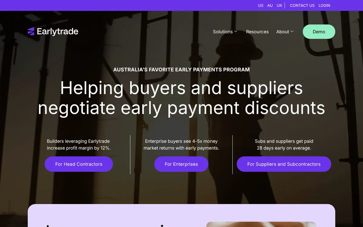 Earlytrade homepage