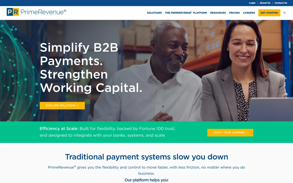 PrimeRevenue homepage